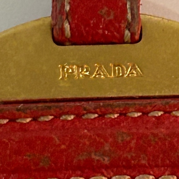 Prada Red Leather luggage Tag - Picture 2 of 4
